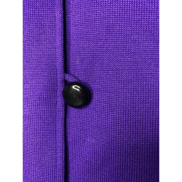 St John Sweater Marie Gray Purple Womens 10 Colorblock Cardigan - Picture 4 of 9